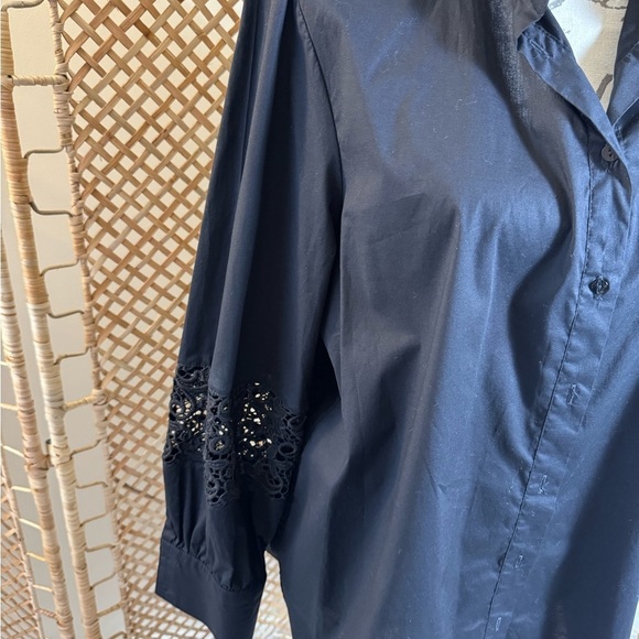 Black Button Down Lace Top - Picture 4 of 13